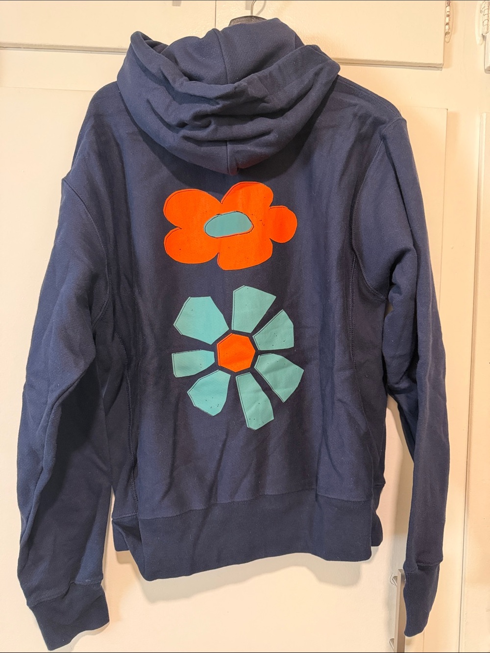 Champion Navy Hoodie with Orange Logo Print - Picture 3 of 3